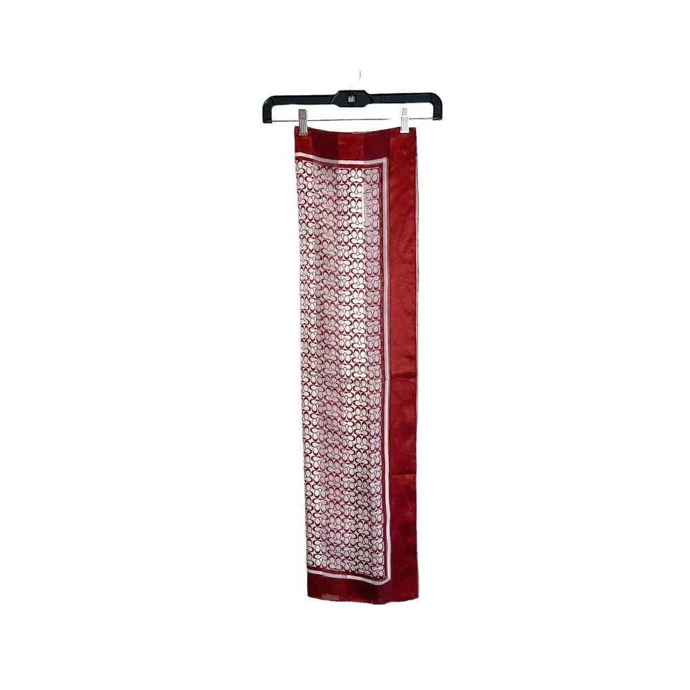 Coach Logo Red Square Scarf Soft Satin 38" X 38"_2